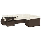 thumbnail of vidaXL 10-tlg. Garten-Sofagarnitur mit Kissen Braun Poly Rattan