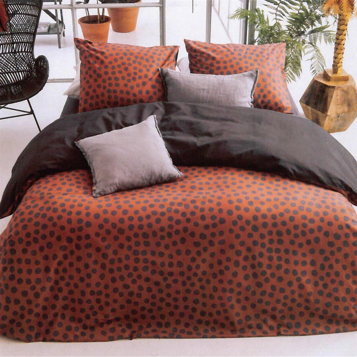 Bettwäsche-Set (135x200cm) Spots & Dots ( Cognac )