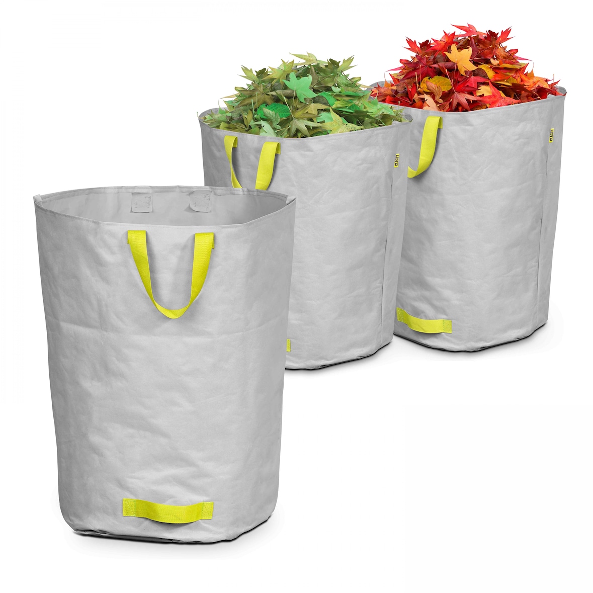 Lote de 3 bolsas para residuos de jardín de poliéster gris 160l