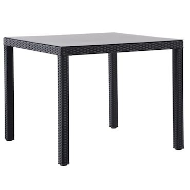 METRO PROFESSIONAL Mesa de jantar Balsario, alumínio/PE rattan, 90 x 90 cm, quadrada, preta