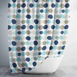 thumbnail of Textil Duschvorhang Punkte Blau Beige 180x200 cm, inkl. Duschvorhangringe inkl. Beschwerung
