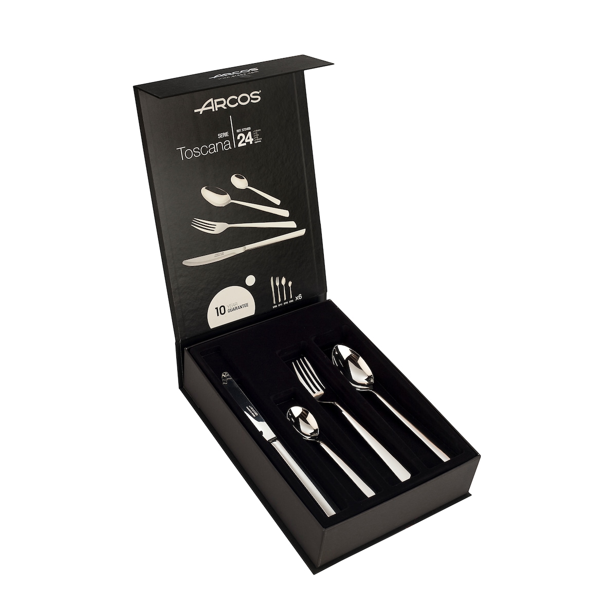 Arcos Cubertería de 24 piezas en una Caja de Regalo (6 cuchillos + 12 cucharas + 6 tenedores)
