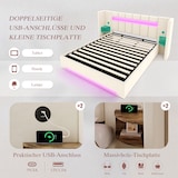 thumbnail of Merax Polsterbett 180x200 cm mit LED & Stauraum, Doppelbett mit hydraulischem Bettkasten, USB-Anschluss, breitem Kopfteil & Lattenrost, Samt, Beige