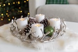 thumbnail of Adventskranz Porus (ø 42 cm), silberfarben, Geweih-Design, Aluminium vernickelt