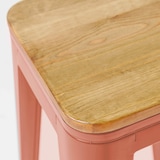 thumbnail of Lot de 4 tabourets de bar en métal mat terracotta et bois