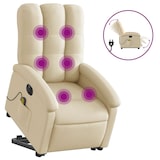 thumbnail of vidaXL Elektrischer Massagesessel mit Aufstehhilfe Creme Stoff