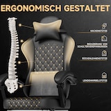 thumbnail of Gamingstuhl mit Fußstütze Massagefunktion ergonomisch Schwarz 121x63x59 cm mit 90 105 135 Grad Neigung, verstellbarer Kopfstütze