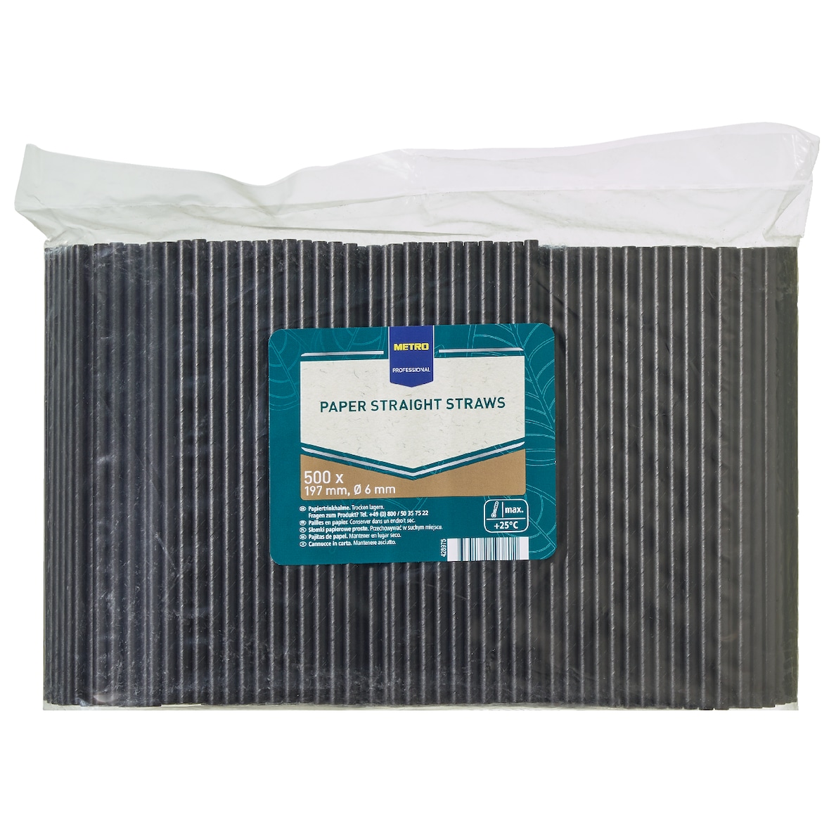 METRO PROFESSIONAL Papierstrohhalme, Ø 6 x 197 mm, schwarz, 500 Stück
