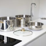 thumbnail of Olla con Escurridor para Pasta en Acero Inoxidable 4 en 1 (4 piezas)Duroteck, 1 Cazuela, 1 Cazuela con Asas, 1 Tapa de Cristal, 1 Cesta Escurridora