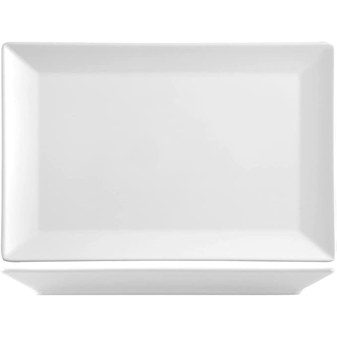 H&H Set 6 Piatti Rettangolare Osaka Stoneware, Bianco, Cm 30x20