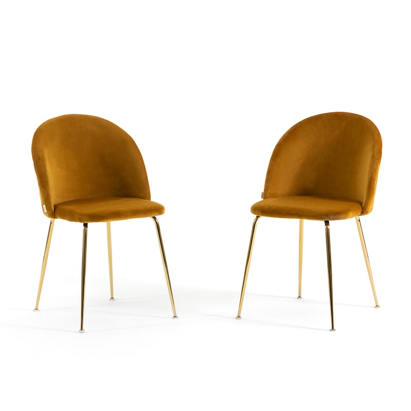 Set di 2 sedie da pranzo in velluto moderno e lussuoso con gambe metalliche dorate, per soggiorno e camera da letto. | Leroy Merlin