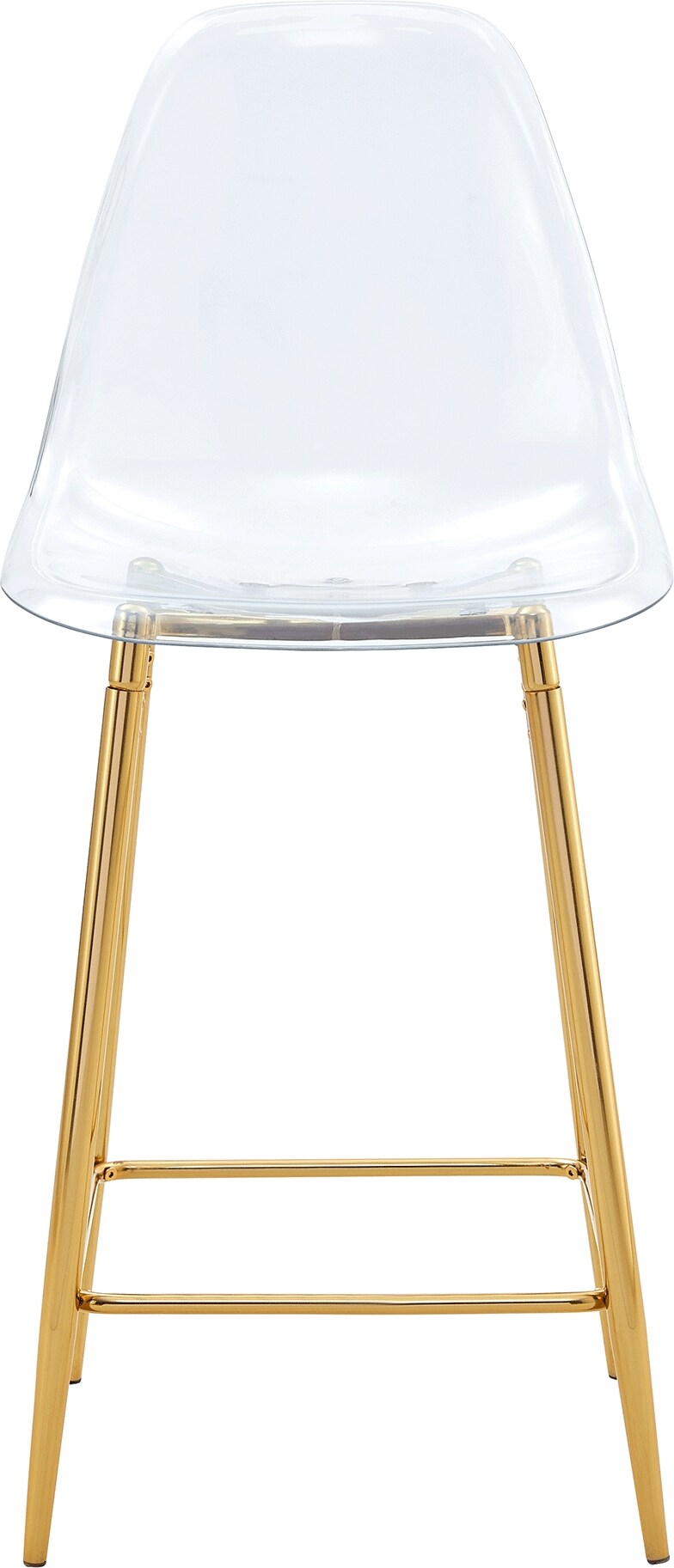 Barhocker Kunststoff Transparent/Gold mit Metallgestell und Fußstütze