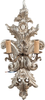 thumbnail of BISCOTTINI Shabby wandleuchte in holz und eisen antik silber blatt finish made in italy 18x25x55 cm