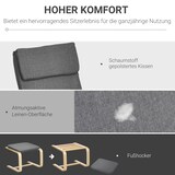 thumbnail of Relaxsessel Set mit Fußhocker Ohrensessel 80x67x99 cm mit Armlehnen Kopfstütze Leinenoptik Grau Holzgestell kompakt fürs Wohnzimmer
