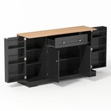 thumbnail of Sideboard 138x40x85 cm mit Schublade, Doppeltürfach und verstellbaren Einlegeböden, kippsicher und geräuscharm, Modernes Eurodesign Schwarz