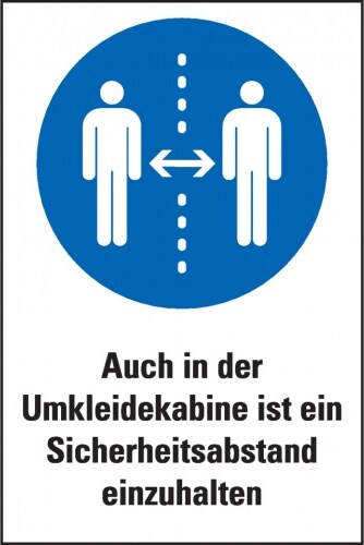 Schild I Gebots-Kombischild Sicherheitsabstand in Umkleidekabine..., Kunststoff, 200x300mm