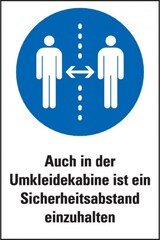 thumbnail of Schild I Gebots-Kombischild Sicherheitsabstand in Umkleidekabine..., Kunststoff, 200x300mm
