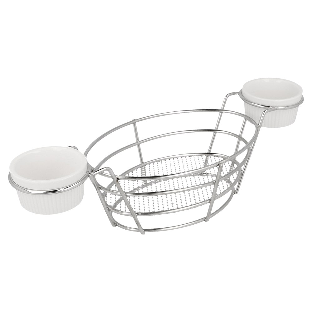 Cestas Ovais + 2 Recipientes  26X10X5,3 Cm Cromado Aço (6 Unidades)