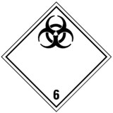 thumbnail of Gefahrzettel, Gefahrgutklasse 6.2 - Ansteckungsgefährliche Stoffe - 300x300 mm Folie selbstklebend