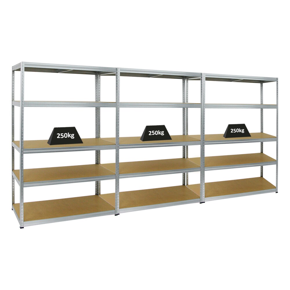 PROREGAL Mega Deal | 3x Schwerlastregal Big Elephant M | HxBxT 180x120x60 cm | Fachlast 250kg | Verzinkt | Stecksystem Lagerregal Regalsystem 3 Stk.