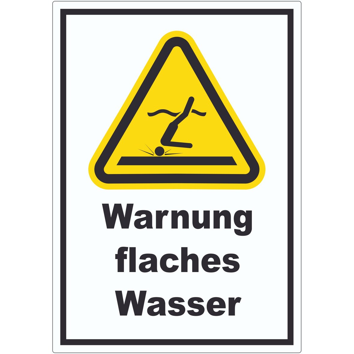 Aufkleber Warnung flaches Wasser A1 (594x841mm)