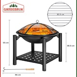 thumbnail of GARDEBRUK® Feuerschale mit Funkenschutz Schürhaken Abdeckung 55cm Stahl Feuerstelle Feuerkorb Terrassenofen Grill Garten