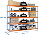 thumbnail of SimonRack Estantería Industrial, 2000x1800x750 mm, 400 kg de Punto Flexión, 5 Estantes Madera, Estantería Garaje, Azul/Naranja/Madera - Ecoforte