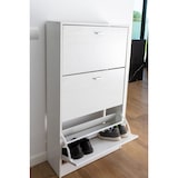 thumbnail of DUPI Mueble Zapatero Madera | 3 Puertas Oscilobatientes | 6 Baldas para 28 Zapatos | Diseño Minimalista | Zapatero Entrada (Blanco Veteado)