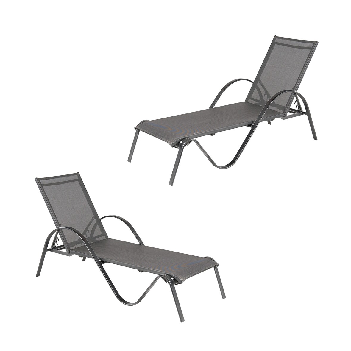 Pack 2 tumbonas de exterior apilable y reclinable, de aluminio y textilene