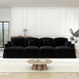 thumbnail of Sofa 4-Sitzer Mid-Century-Chenille Schwarz 350x83x93 cm mit abnehmbarem Rüschenschürze und komfortablen Sitz