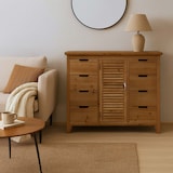thumbnail of Apothekerkommode HWC-O63, Schrank Staufächer Schubladen, Vintage Shabby Fensterladenoptik 80x91x40cm ~ Korpus natur