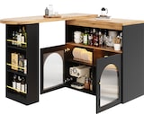 thumbnail of Bartisch ausziehbar drehbar Schwarz 193x39x105 cm mit LED-Beleuchtung Glasfront, 3-stufigem Stauraum, flexibel als Stehtisch und Beistelltisch