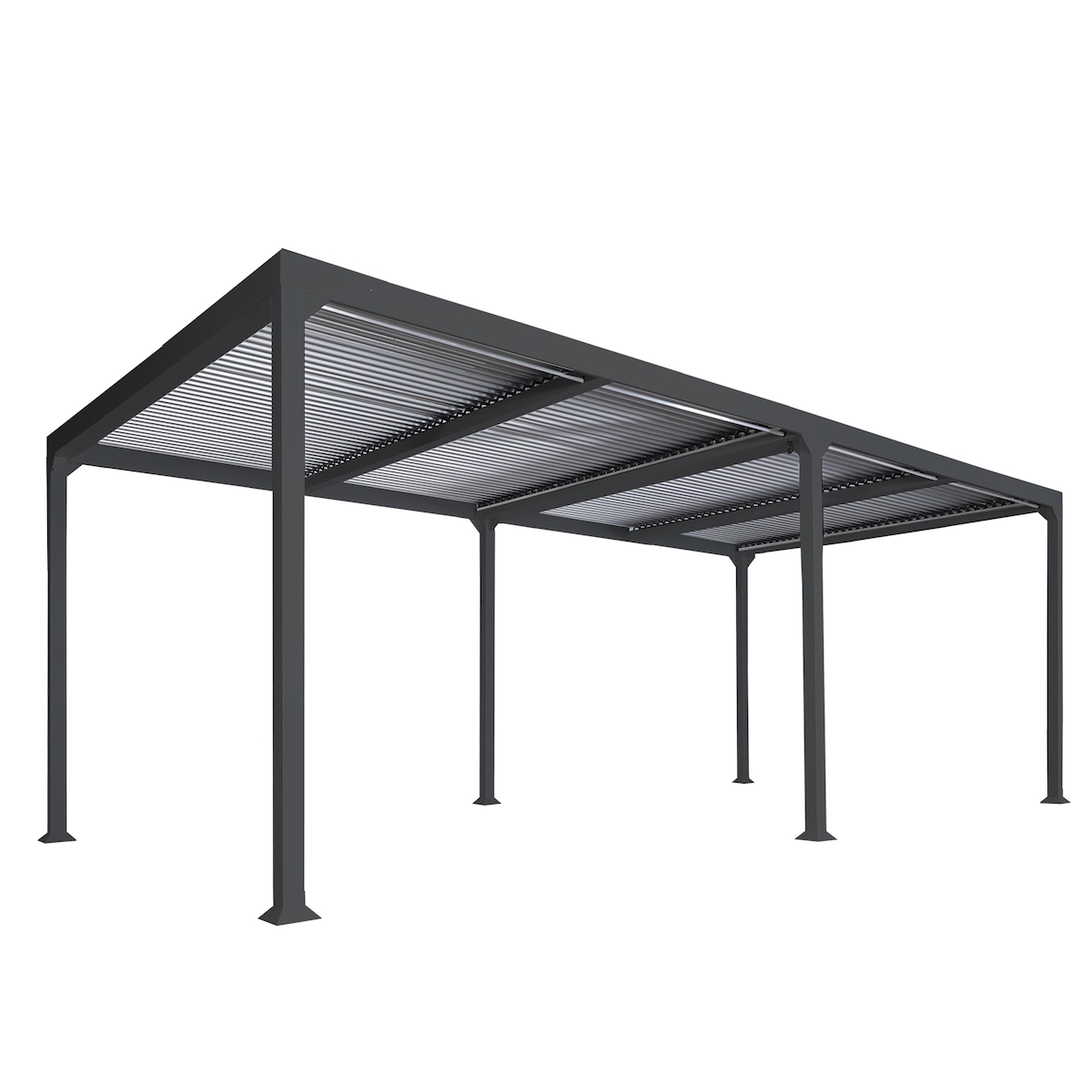 Mendler Alu Pergola HWC-L41, Lamellen-Pavillon Terrassenüberdachung, stabiles 8cm-Metall-Gestell 3x6m ~ anthrazit