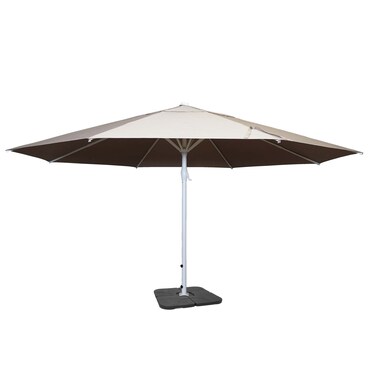 Guarda-sol Meran II, guarda-chuva para restauração, Ø 5m poliéster/alumínio branco 28kg ~ creme-bege com suporte