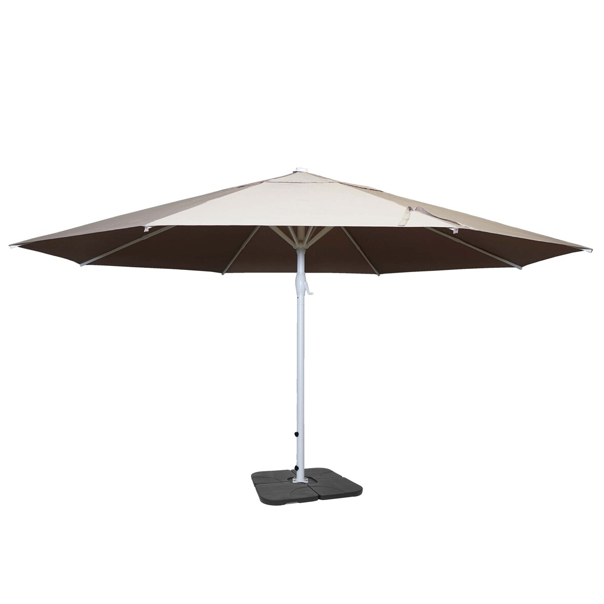 Parasol Meran II, guarda-sol para restauração, Ø 5m poliéster/alumínio branco 28kg ~ bege-creme com suporte