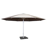 thumbnail of Parasol Meran II, guarda-sol para restauração, Ø 5m poliéster/alumínio branco 28kg ~ bege-creme com suporte