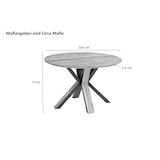 thumbnail of Runder Esszimmertisch Akazie naturfarben Schweizer Kante 105 cm Spider-Gestell schwarz aus Metall + Holz CARA