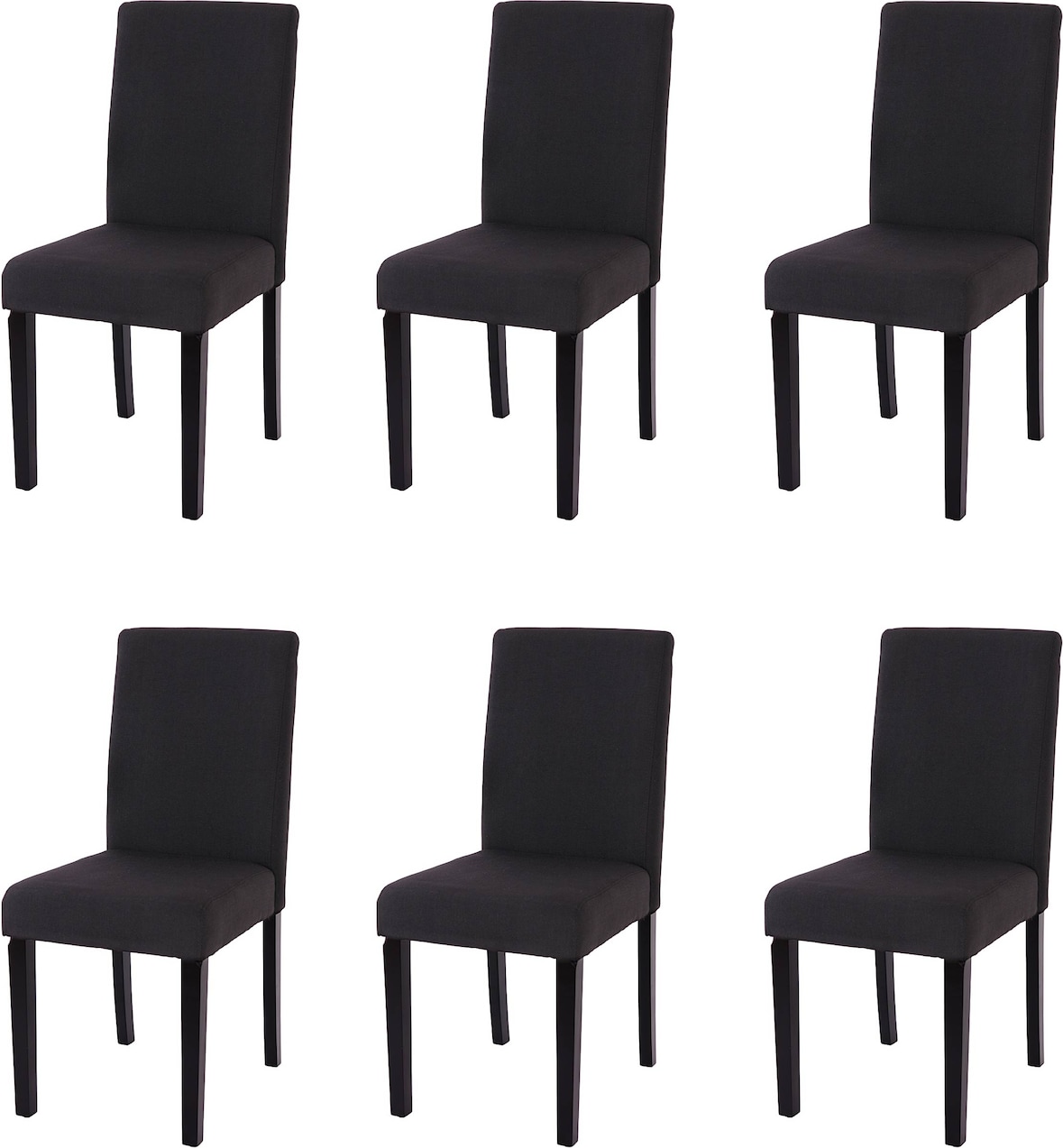 6er-Set Esszimmerstuhl Stuhl Küchenstuhl Littau ~ Textil, schwarz, dunkle Beine