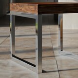 thumbnail of Beistelltisch GUNA Massiv-Holz Sheesham Wohnzimmer-Tisch Metallgestell Couchtisch Landhaus-Stil dunkelbraun