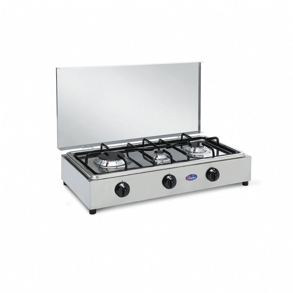 CFParker Fornello 3 fuochi a gas Gpl in acciaio inox con piano estraibile per uso esterno Made in Italy - FO300ACCGP
