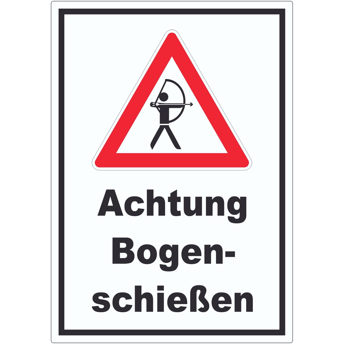 Achtung Bogenschießen Aufkleber A4 (210x297mm)