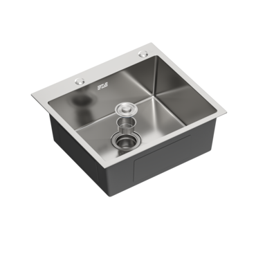 Gasfrit - Keukenspoelbak met sifon voor opbouwmontage van roestvrij staal grijs, 1 spoelbak, 540 x 490 x 200 mm