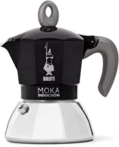 Bialetti Caffettiera Moka Induction Alluminio, Nero, Capacità 2 Tazze
