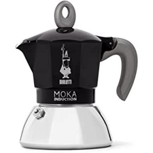 Bialetti Caffettiera Moka Induction Alluminio, Nero, Capacità 2 Tazze