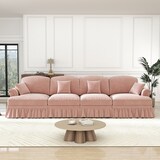 thumbnail of 4-Sitzer Sofa Rosa 83x350x93 cm Chenille im Mid-Century-Stil mit abnehmbarem Rüschenfaltenrock – Modular & flexibel