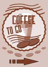 thumbnail of Verkaufsschild Schild Coffee to go Hochkant mit Pfeil rechts A6 (105x148mm)