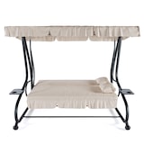 thumbnail of Dondolo 3 Posti Reclinabile Tettuccio Parasole Regolabile Cuscini Imbottiti Diventa Letto Struttura Robusta In Acciaio 200 x 120 x 160 cm Beige
