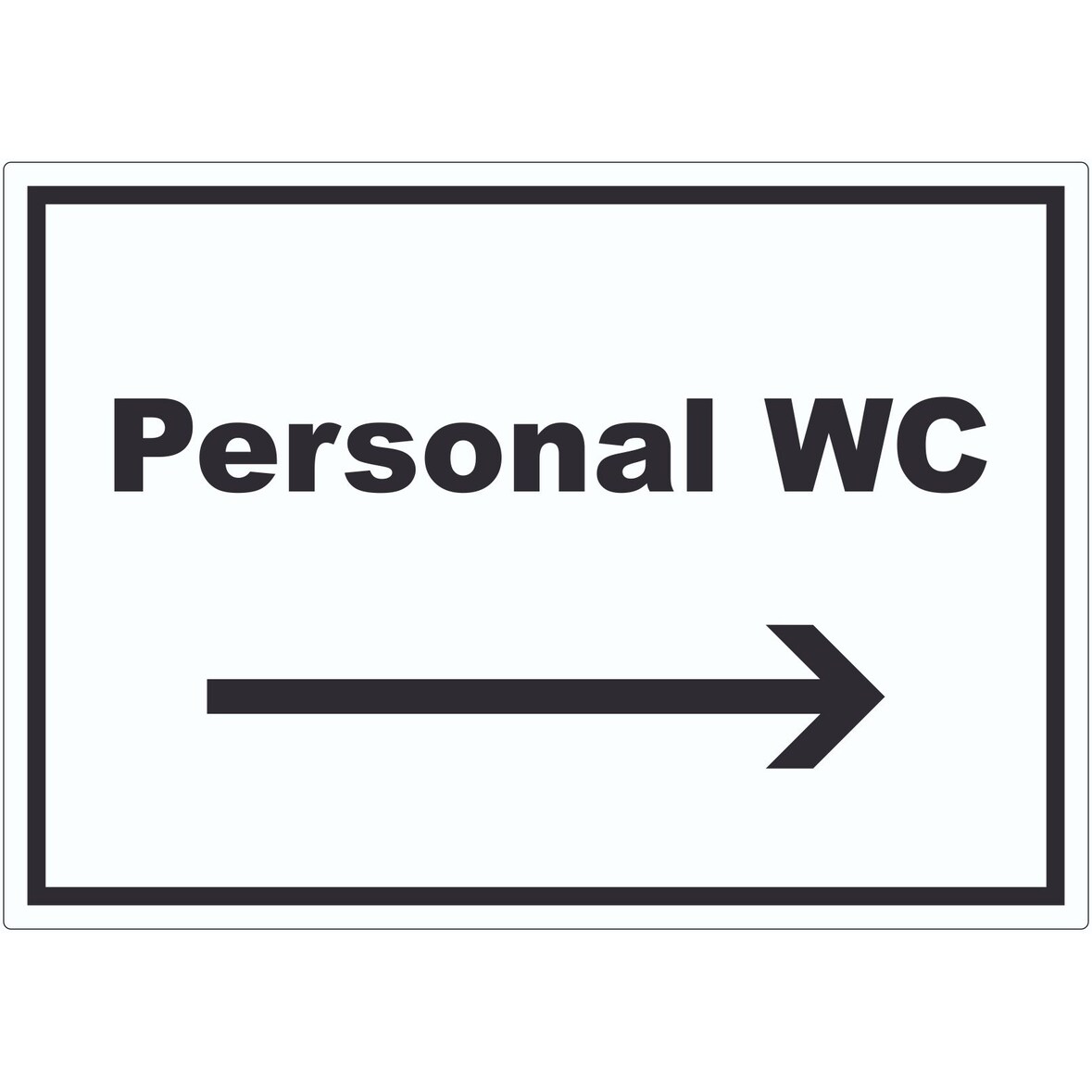 Personal WC Aufkleber mit Text und Richtungspfeil rechts waagerecht A3 (297x420mm)