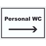 thumbnail of Personal WC Aufkleber mit Text und Richtungspfeil rechts waagerecht A3 (297x420mm)
