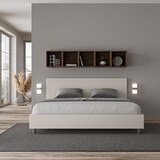 thumbnail of Cama con somier acolchada 180x200 cuero sintético blanco Adele